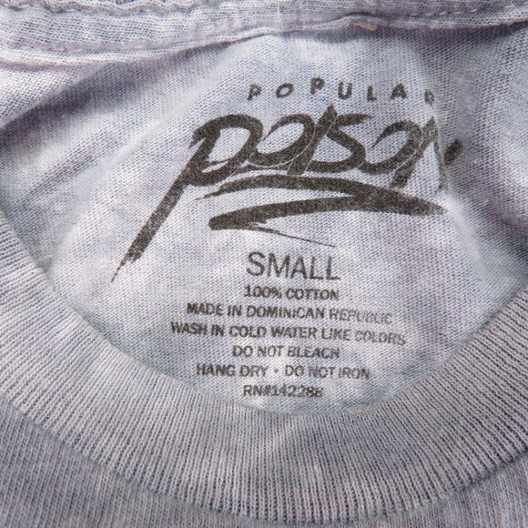 Popular Poison T Shirt Mens Small Gray Tie Dye Mentally Gone Mushrooms Skull - Picture 4 of 6
